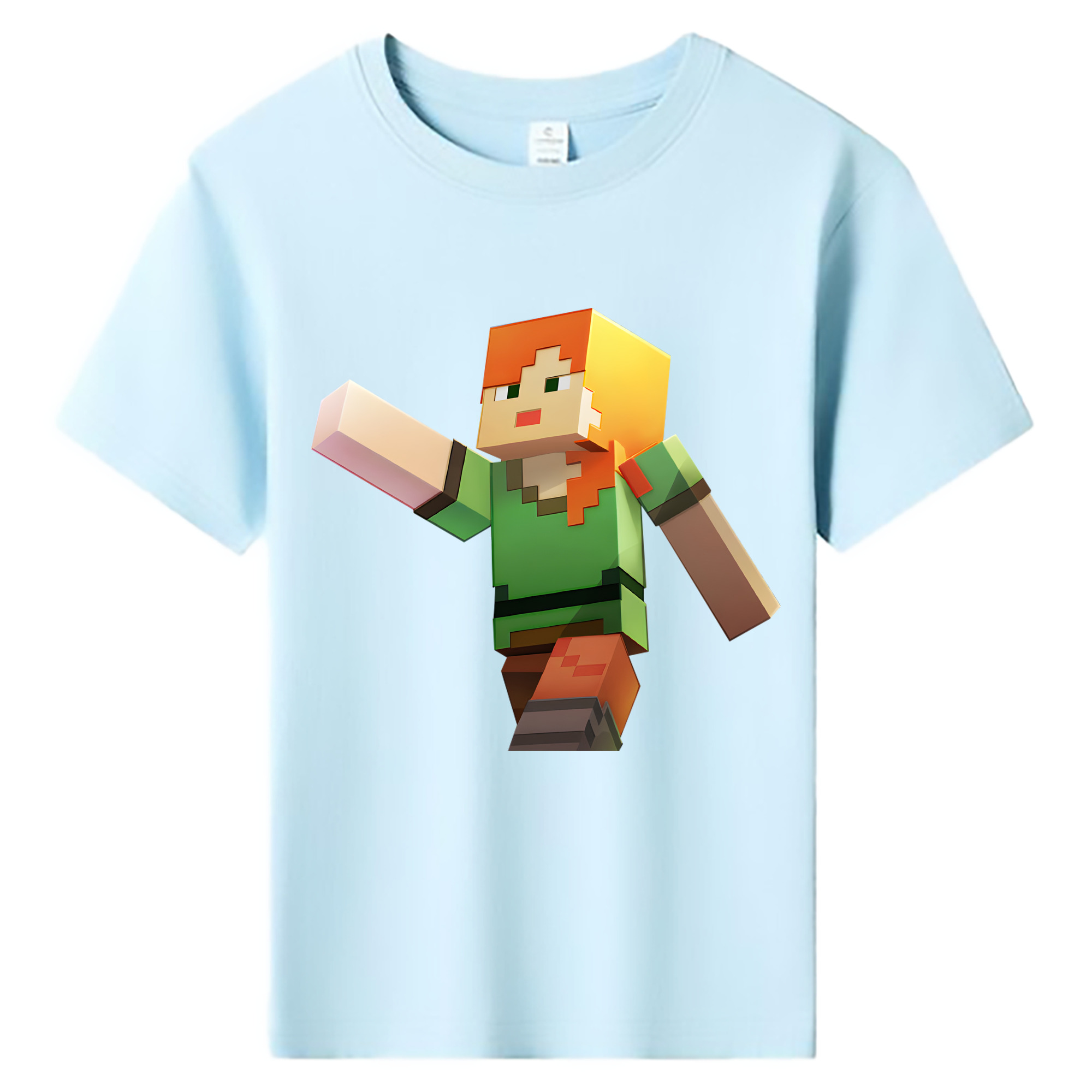 （画像用） マインクラフト ブロックの世界 Minecraft MC Block world 綿100％キッズTシャツ（フロントプリント）